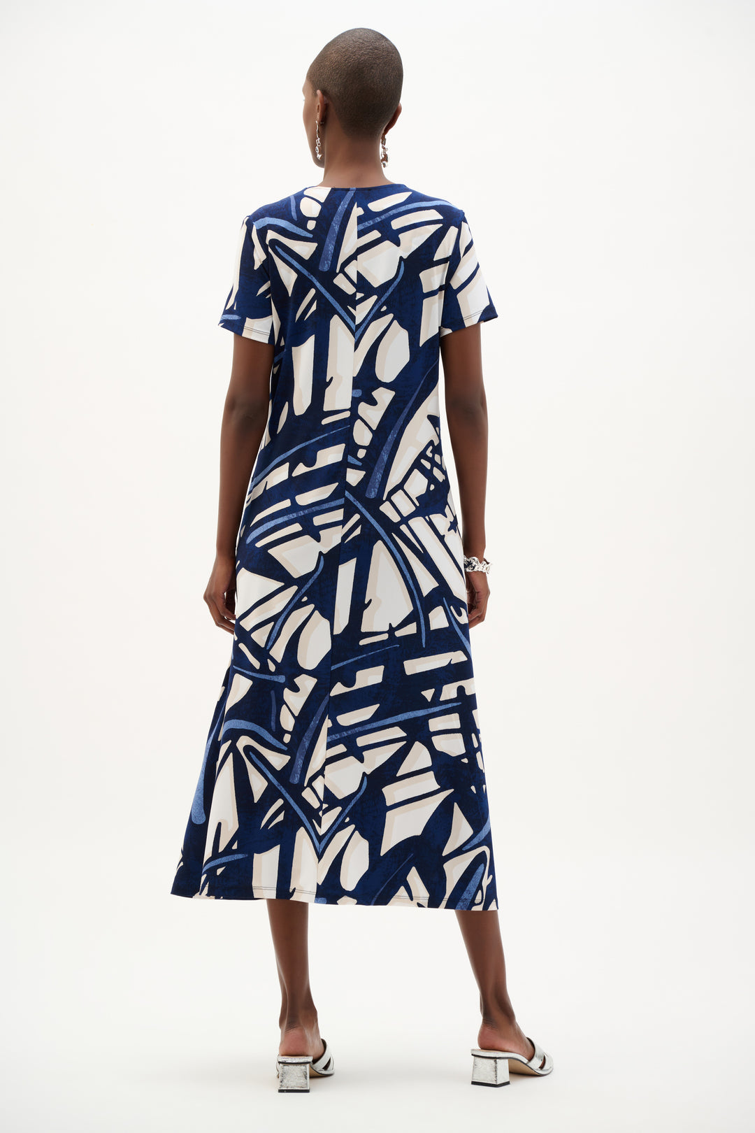 Silky Knit Abstract Print Trapeze Dress 262245