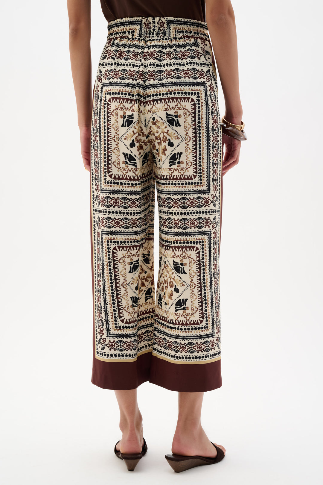 Scarf Print Wide-Leg Pull-On Pants 262261