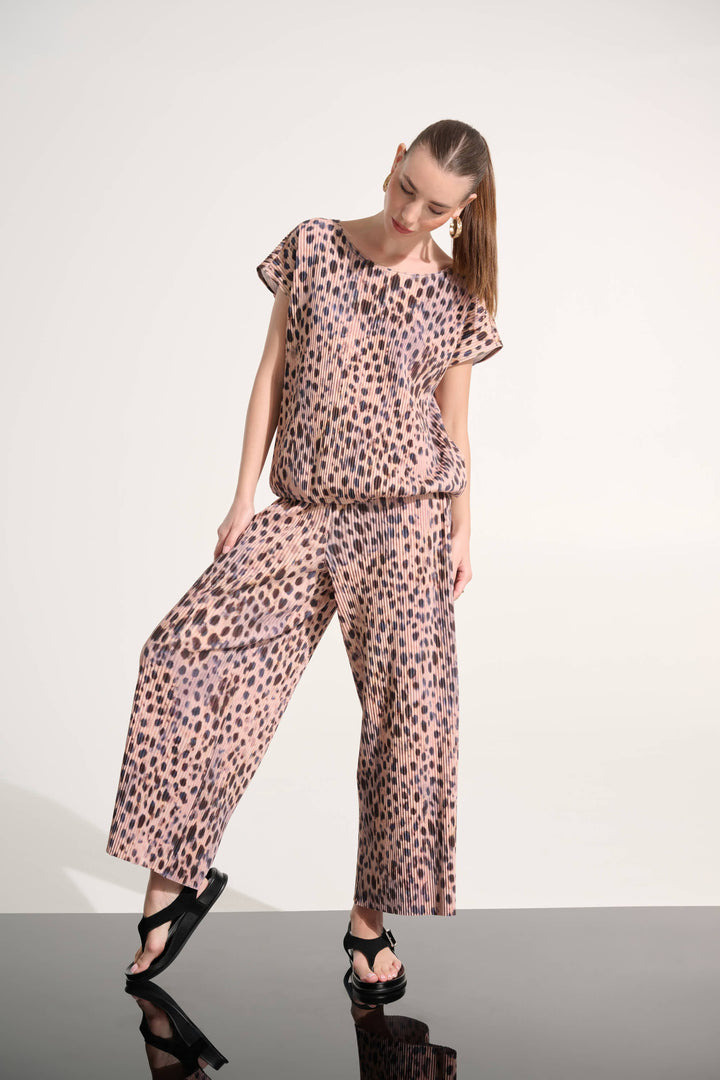 Pleated Scuba Crepe Animal Print Cocoon Top 262602