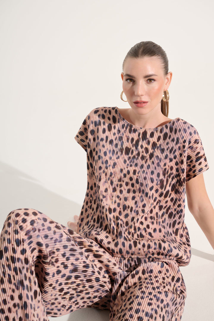 Pleated Scuba Crepe Animal Print Cocoon Top 262602