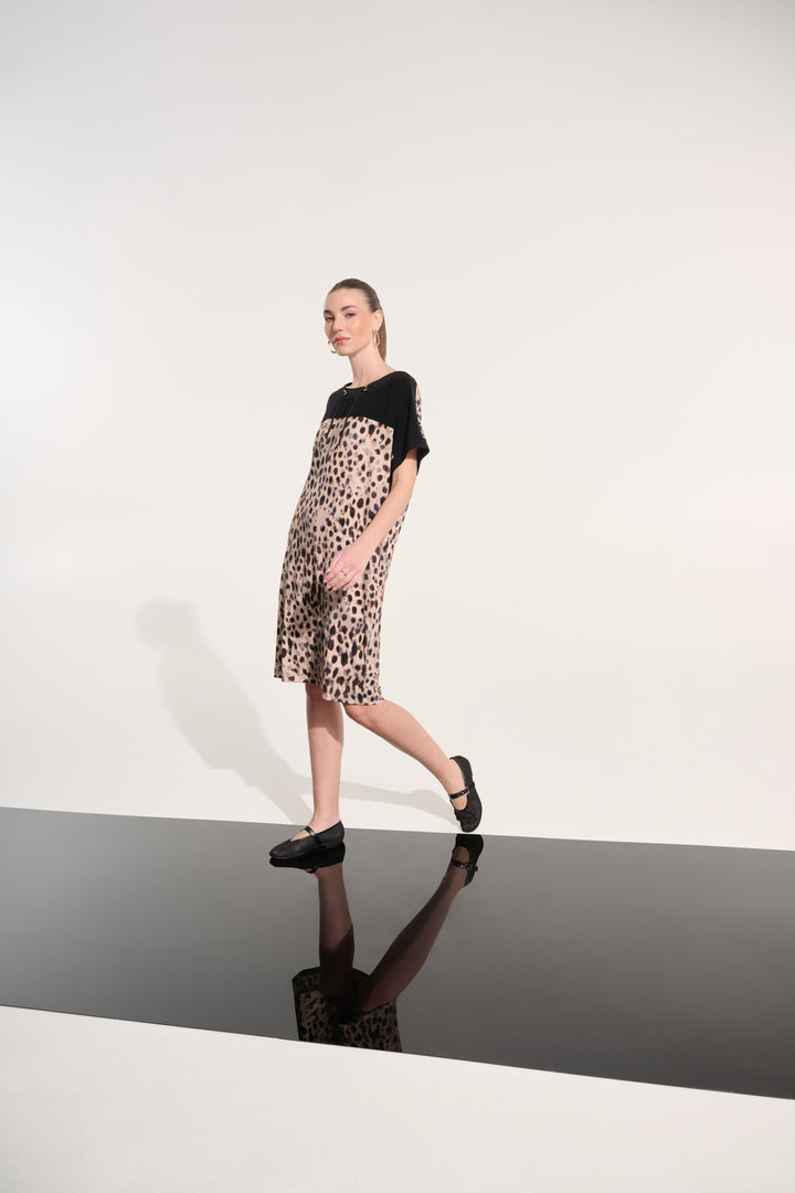 Silky Knit Animal Print Straight Dress 262610