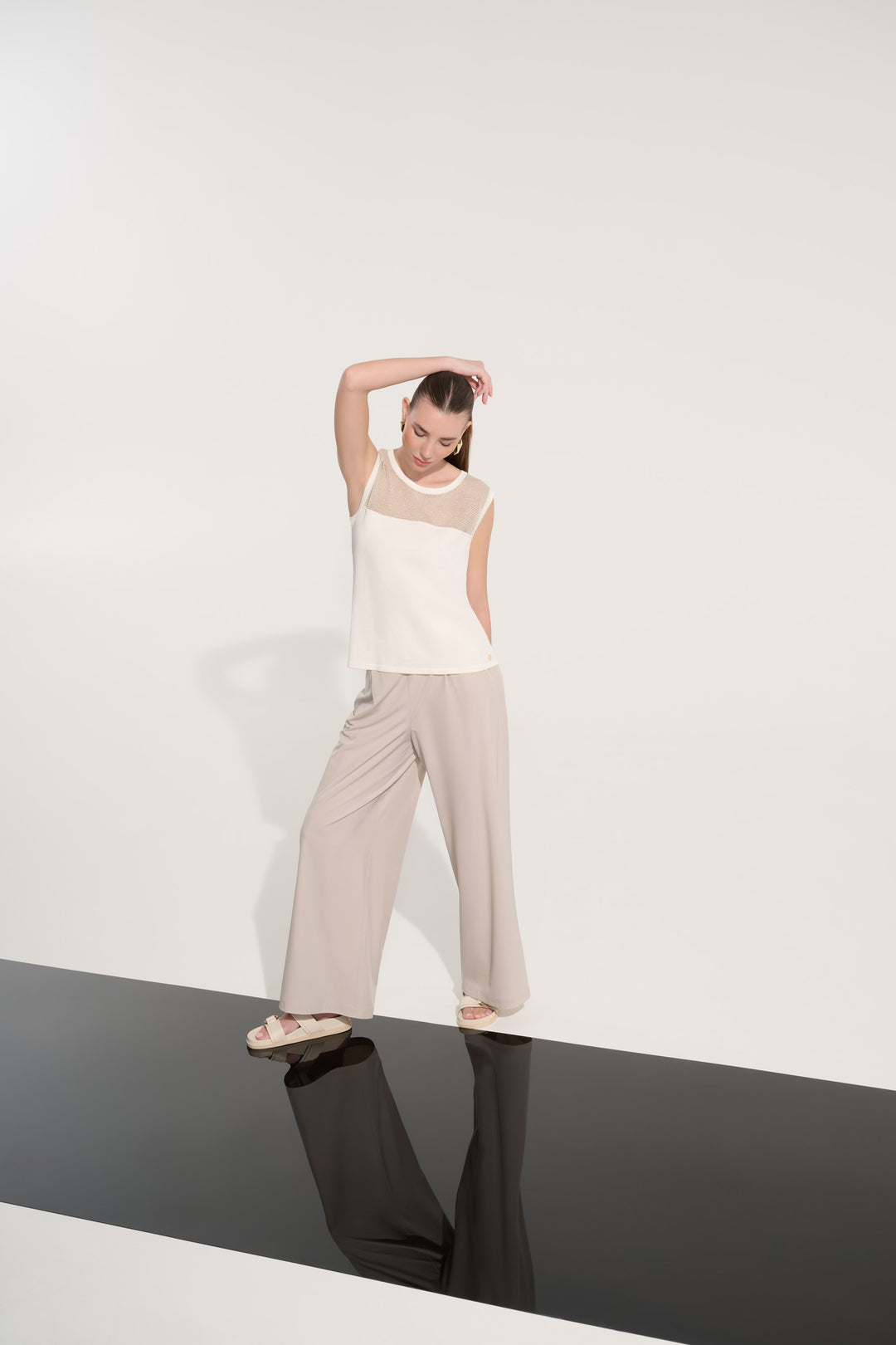 Soft Knit Straight Cami With Mesh Yoke 262612