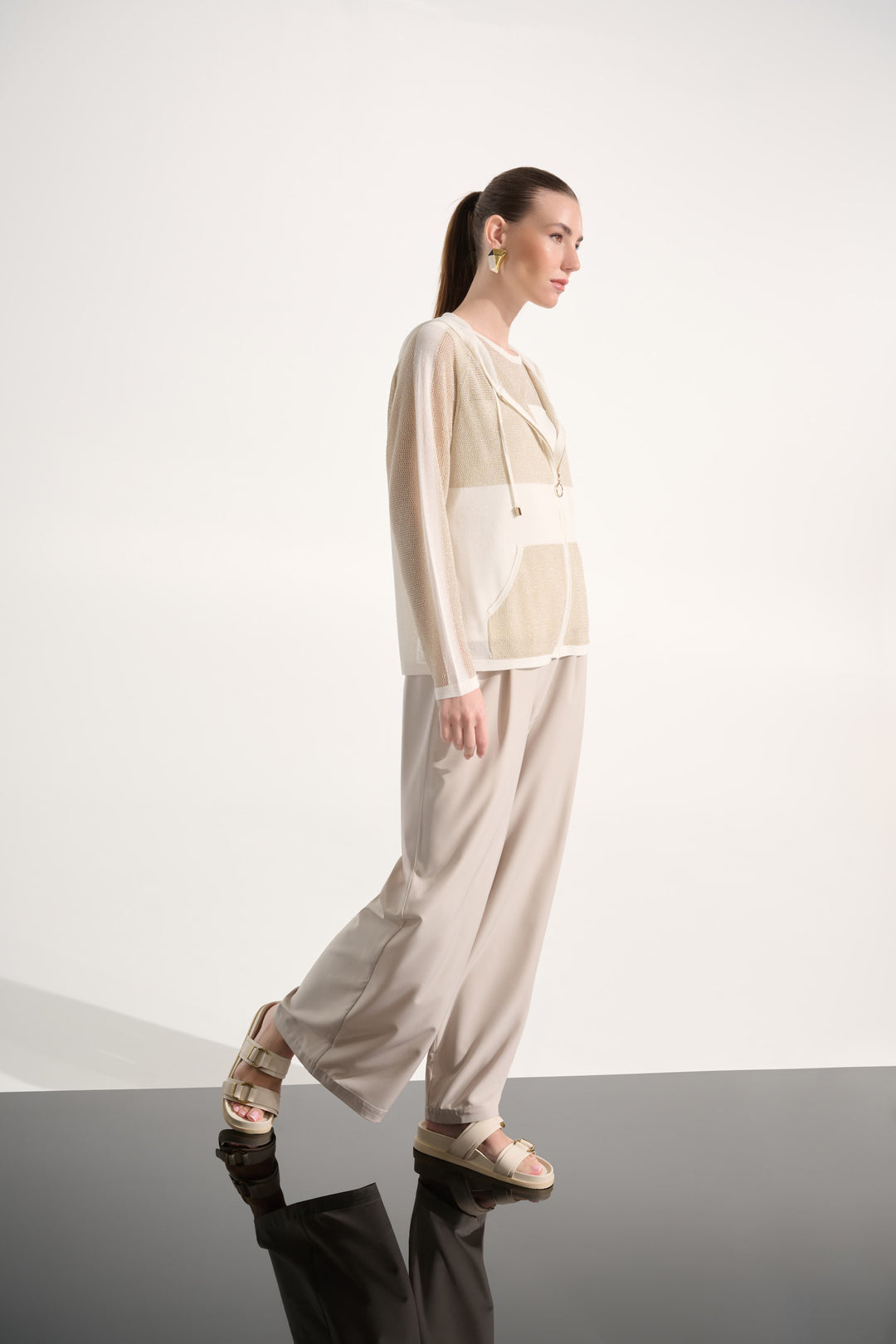 Soft Knit Straight Hooded Zip Jacket 262613