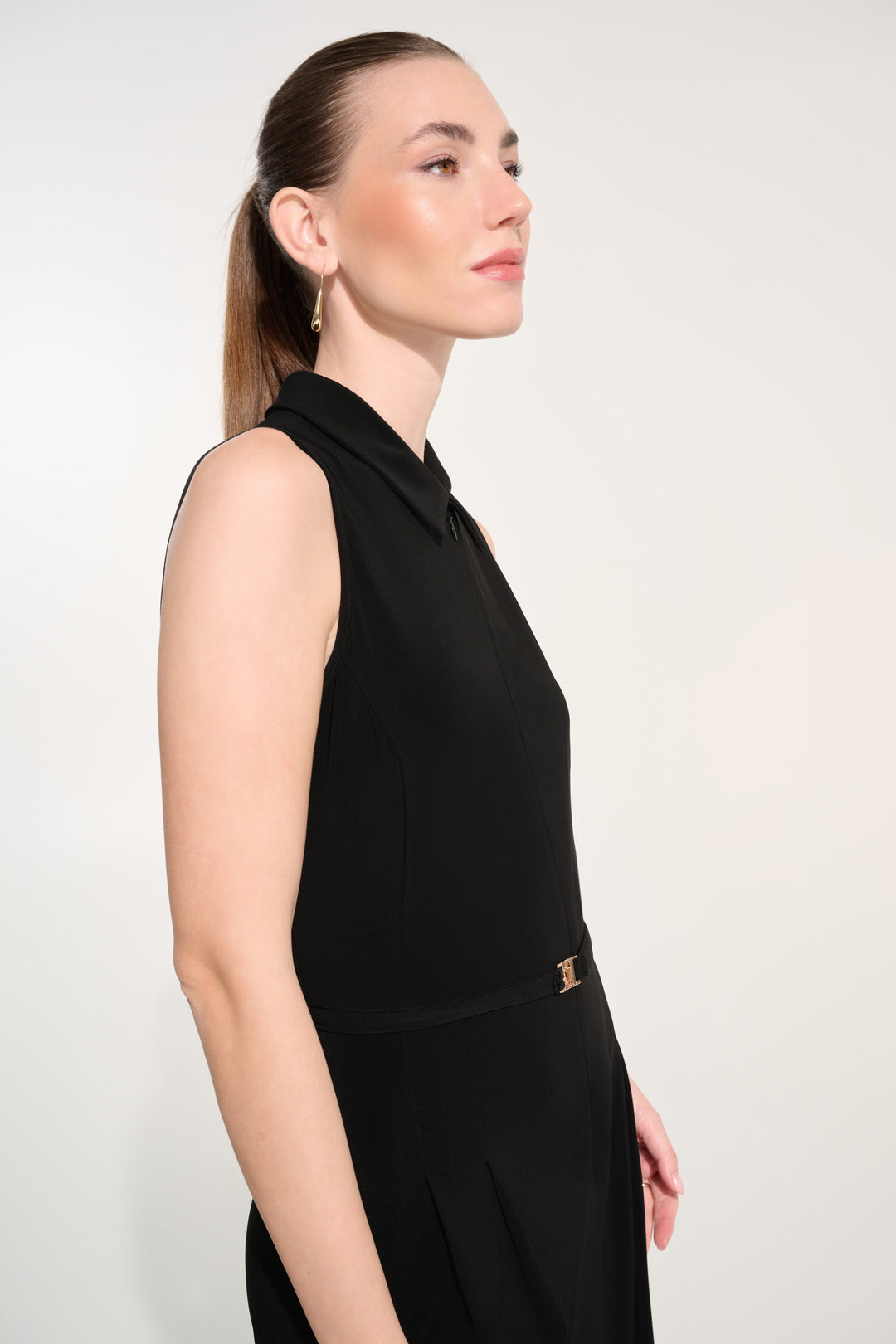 Silky Knit Wide Leg Jumpsuit With Zipped Neckline 262617