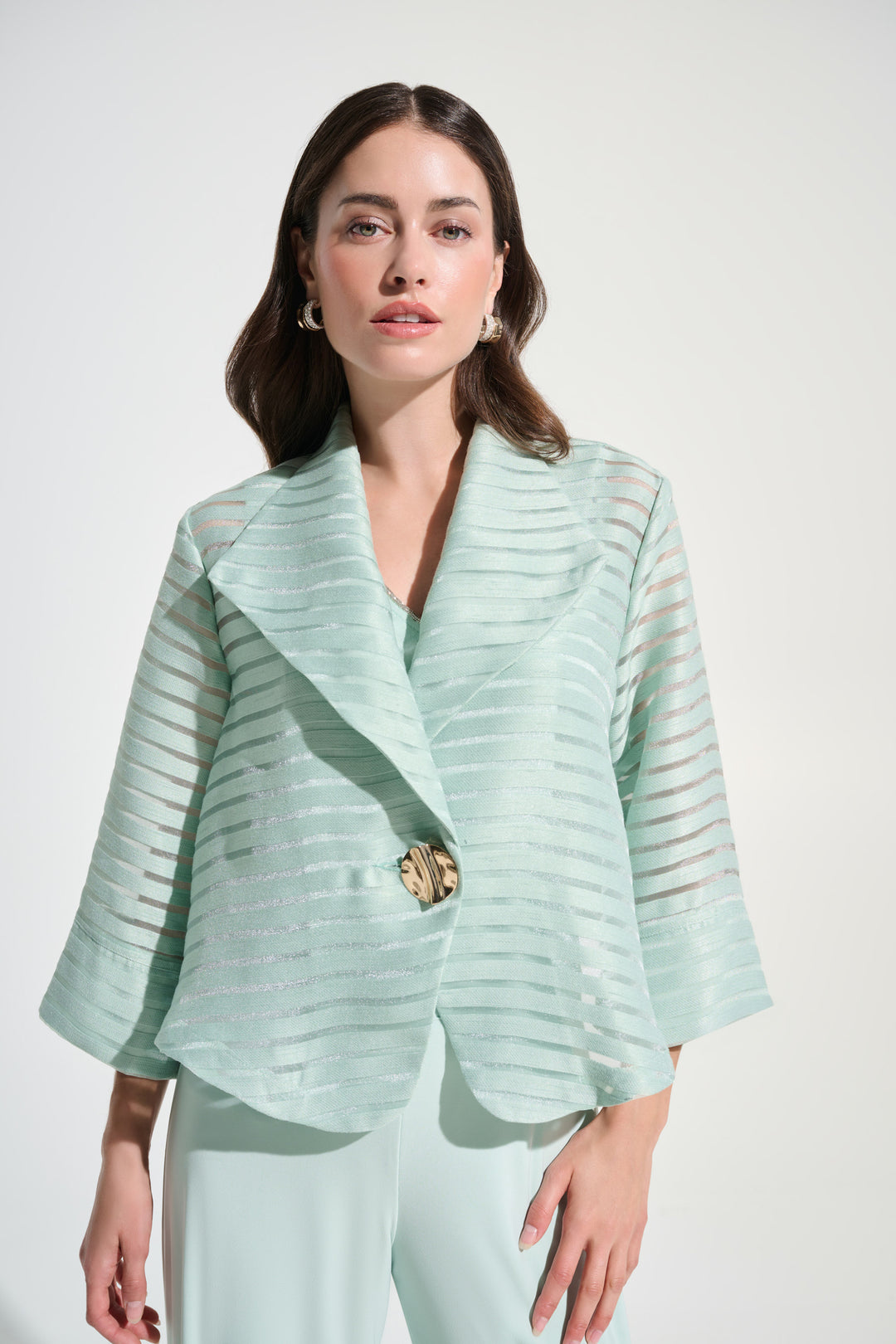 Novelty Shadow Stripe Swing Jacket With Lapel 262707