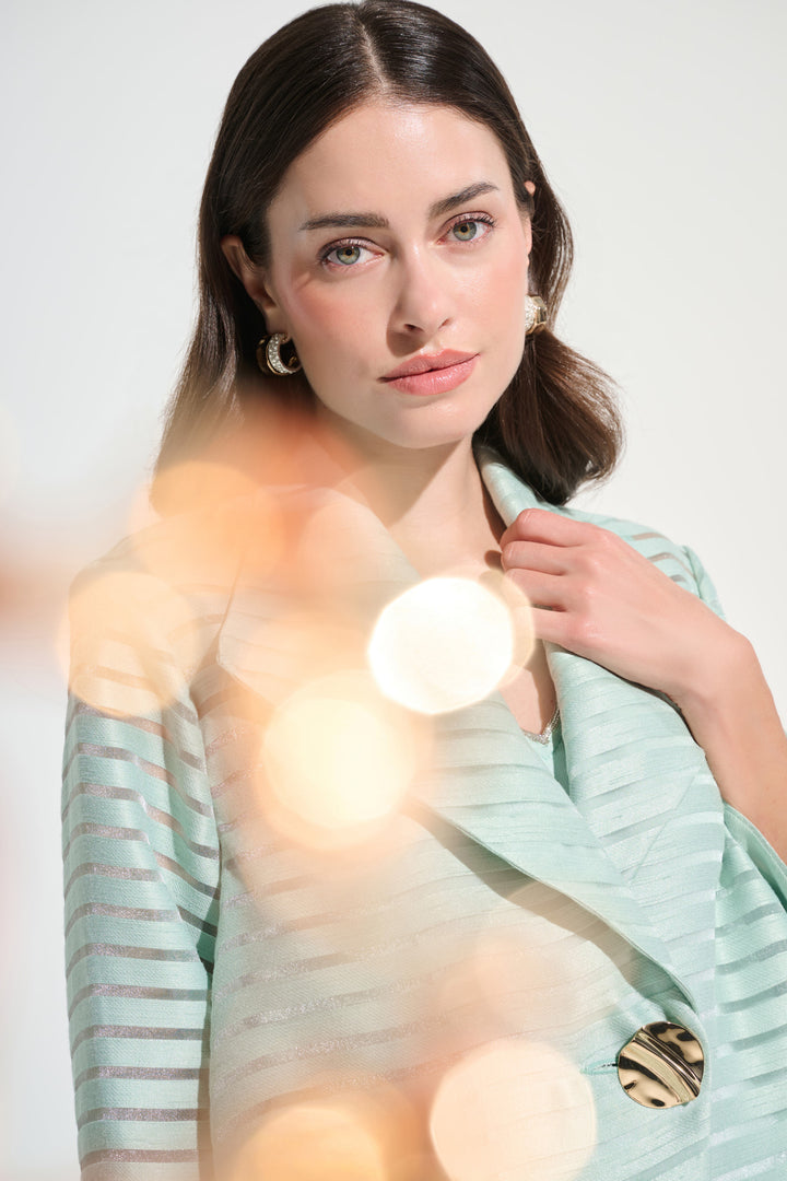 Novelty Shadow Stripe Swing Jacket With Lapel 262707