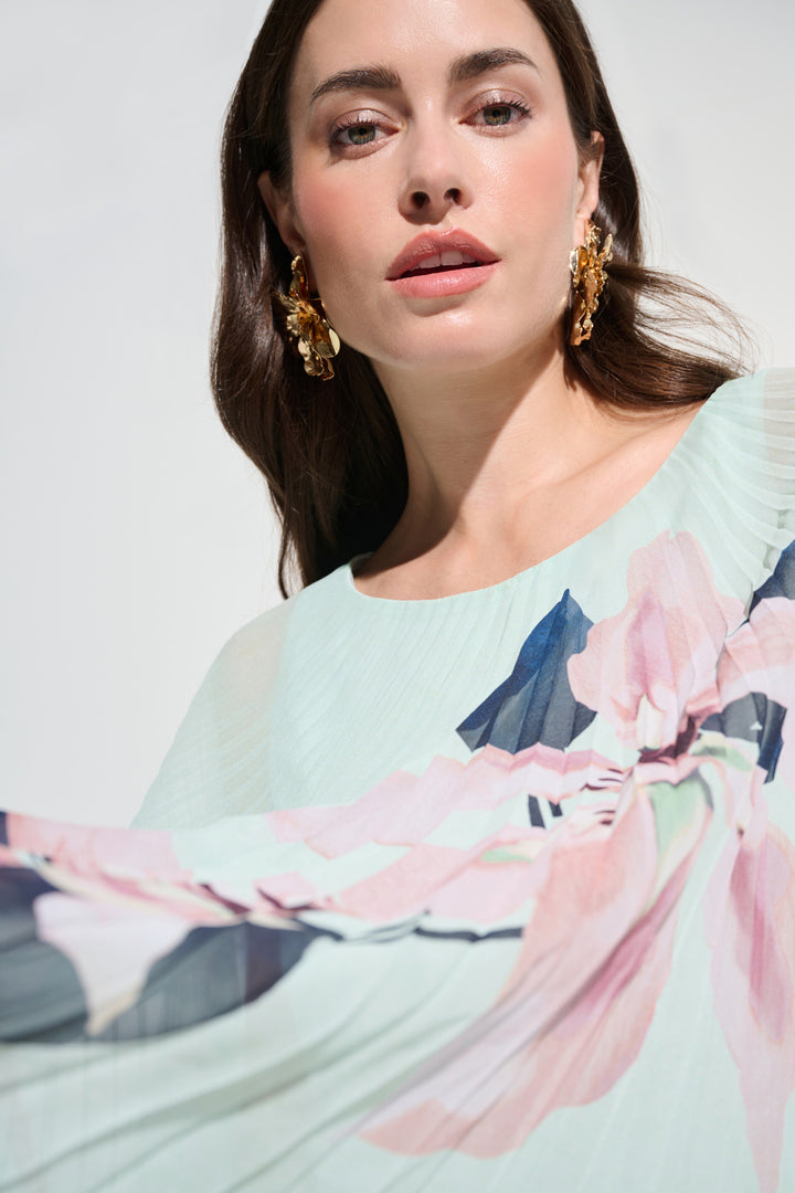 Chiffon Floral Print Pleated Poncho Top 262724