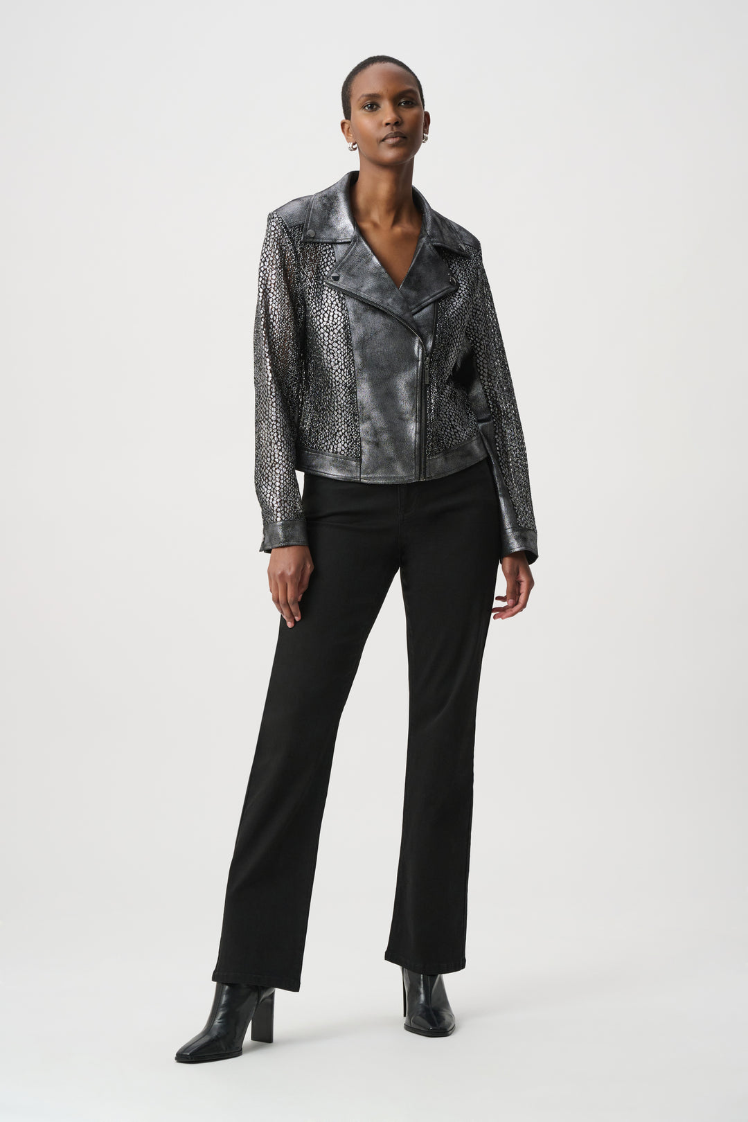 Foiled Faux Suede Moto Jacket 262902W26