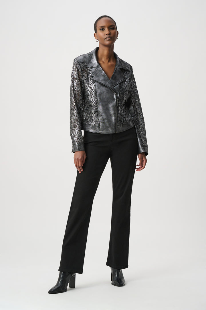 Foiled Faux Suede Moto Jacket 262902W26