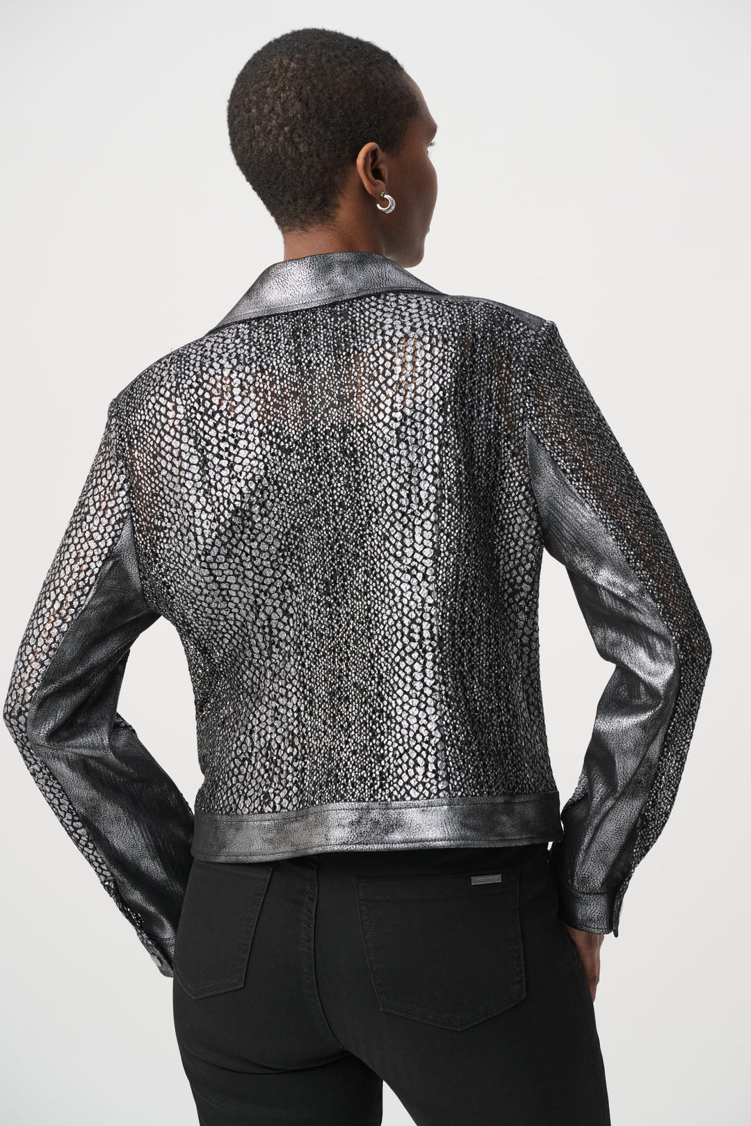 Foiled Faux Suede Moto Jacket 262902W26