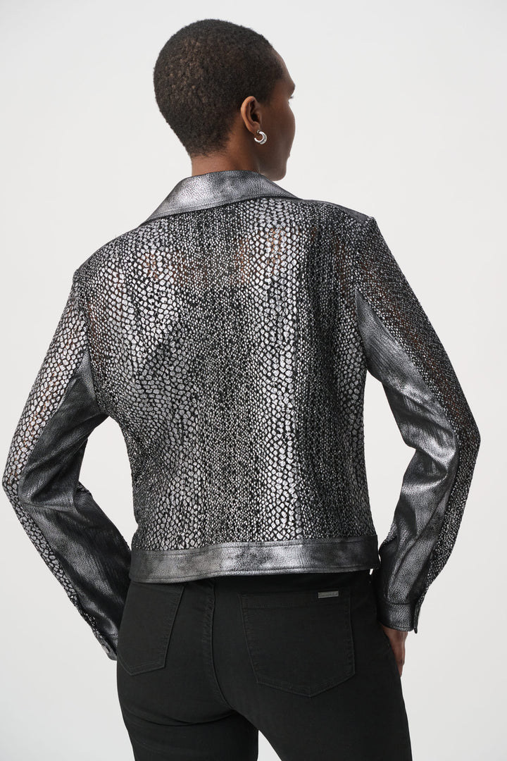 Foiled Faux Suede Moto Jacket 262902W26