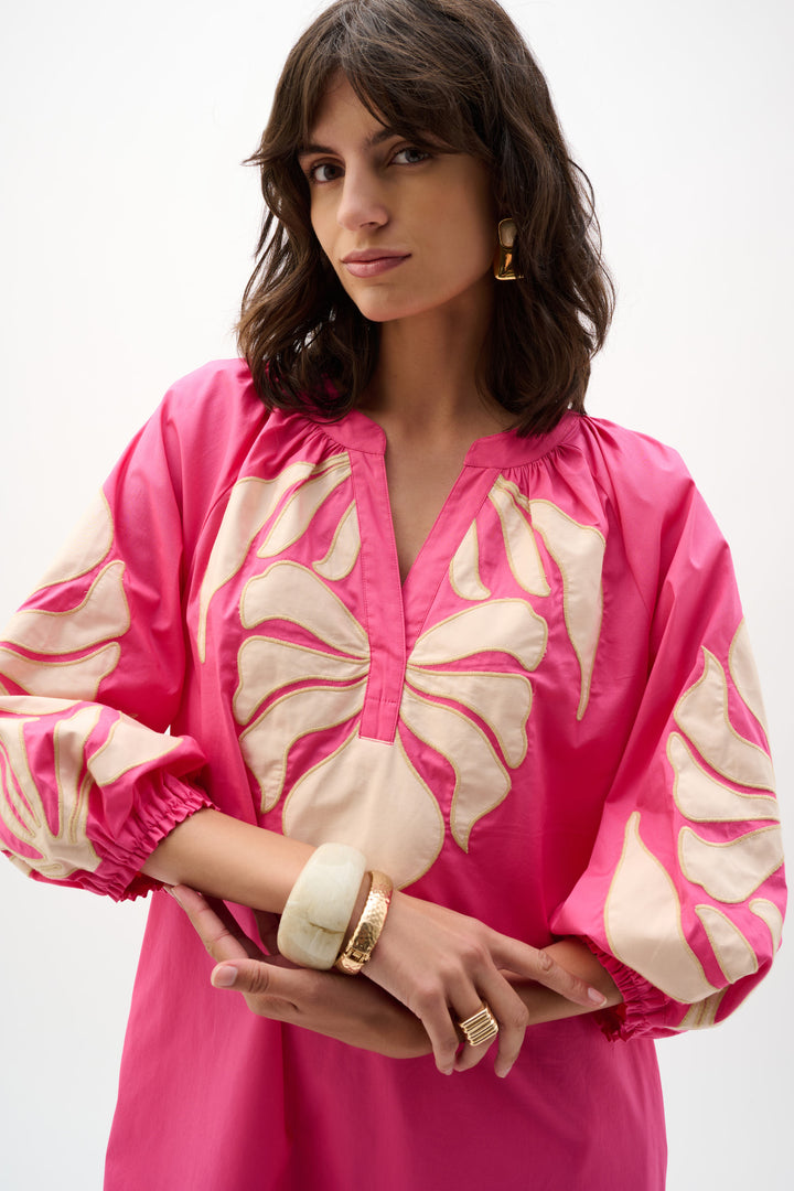 Stretch Cotton Floral Embroidered Straight Dress 262911