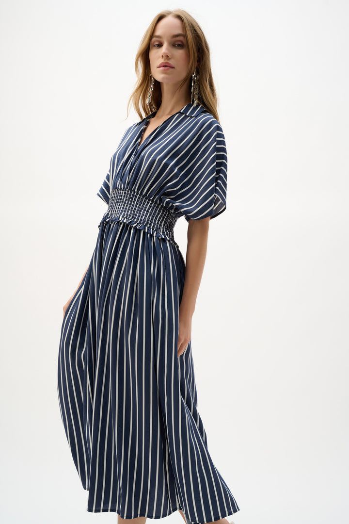 Flowy Poplin Stripe Print Fit And Flare Dress 262912