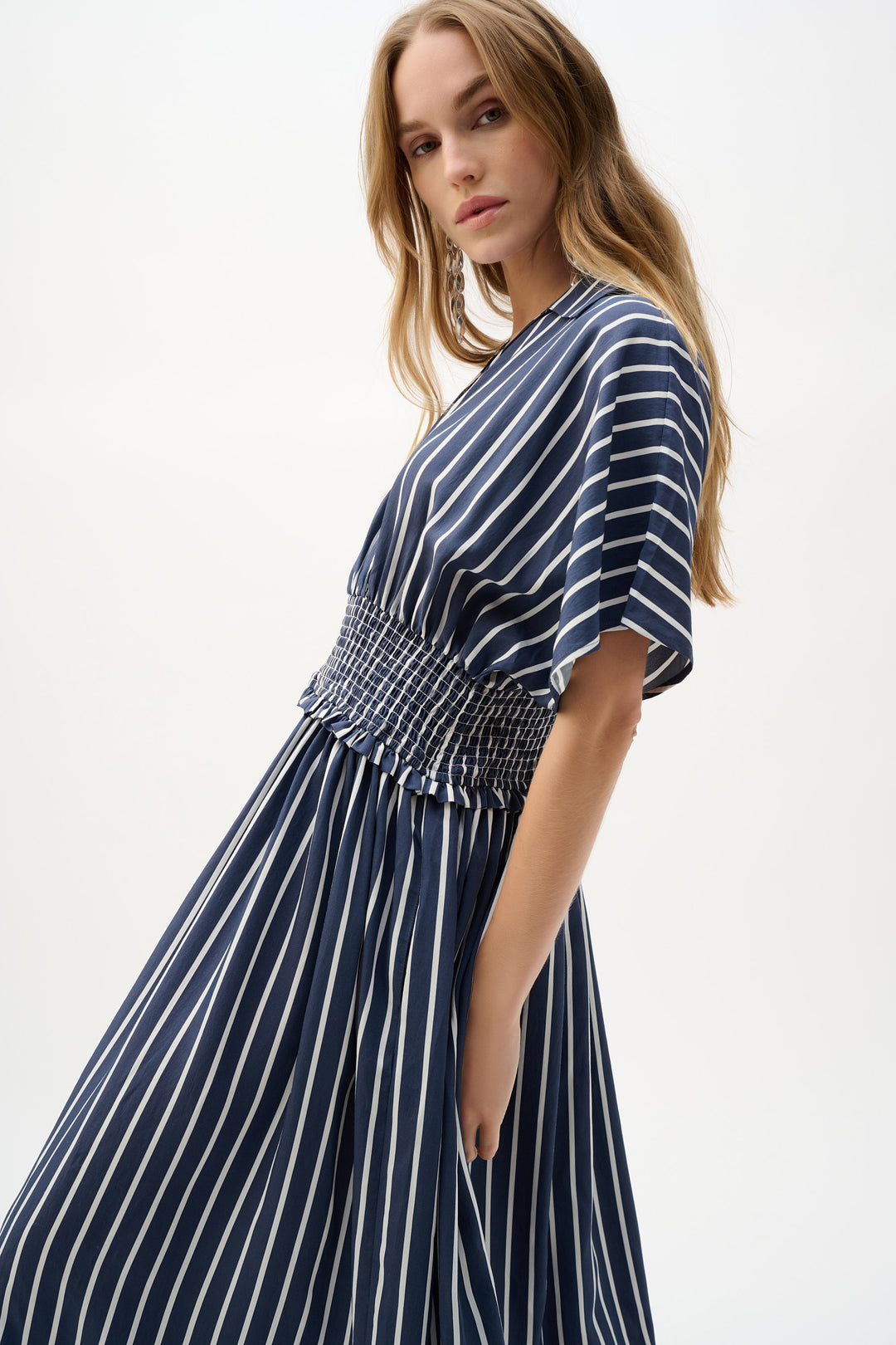 Flowy Poplin Stripe Print Fit And Flare Dress 262912
