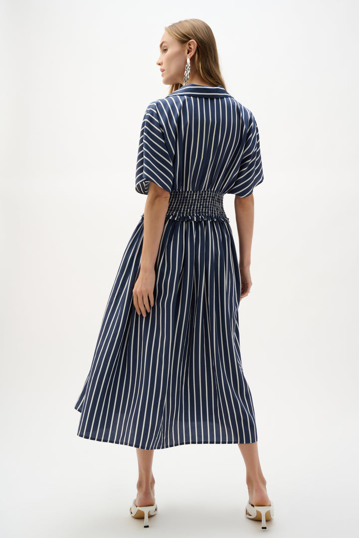 Flowy Poplin Stripe Print Fit And Flare Dress 262912