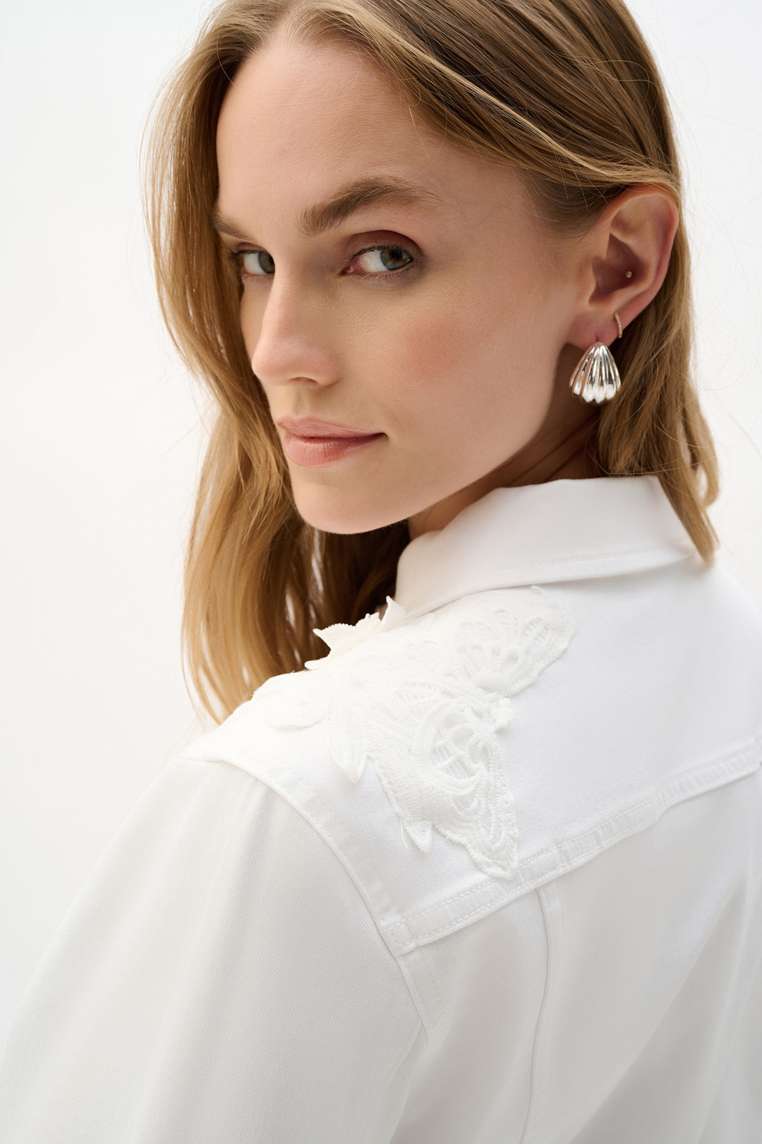 FEATHERWEAVE™ Denim Jacket With Lace Embroidery 262916