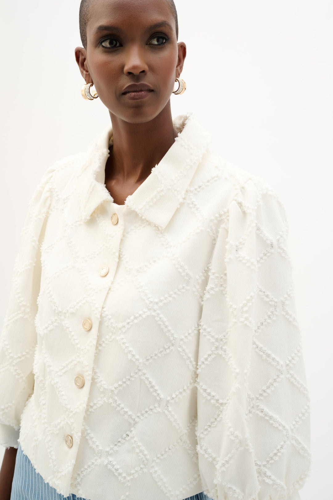 Cotton Twill Jacket With Balloon Sleeves 262919