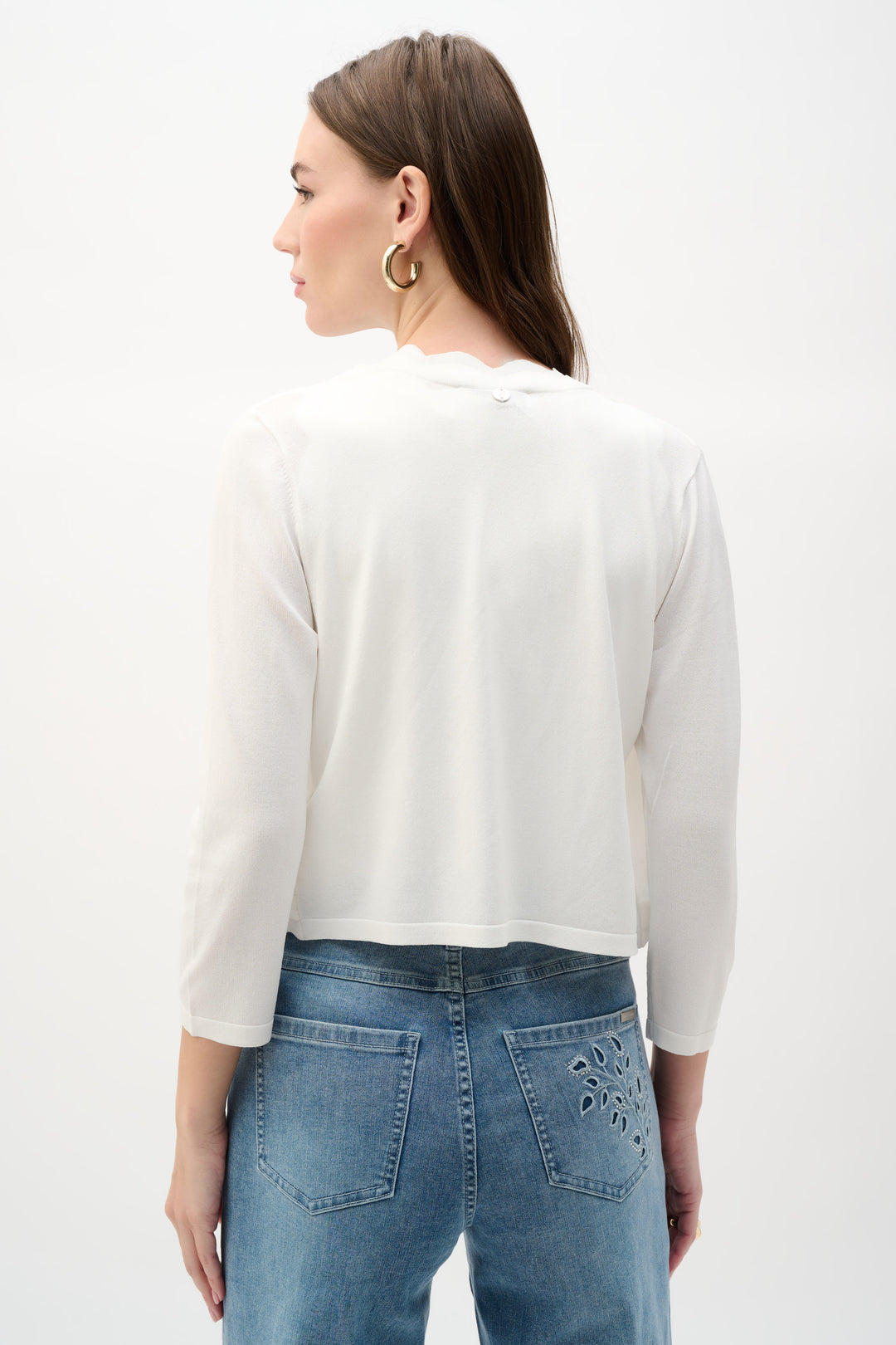 Viscose Sweater Knit Fitted Bolero Cardigan 262923