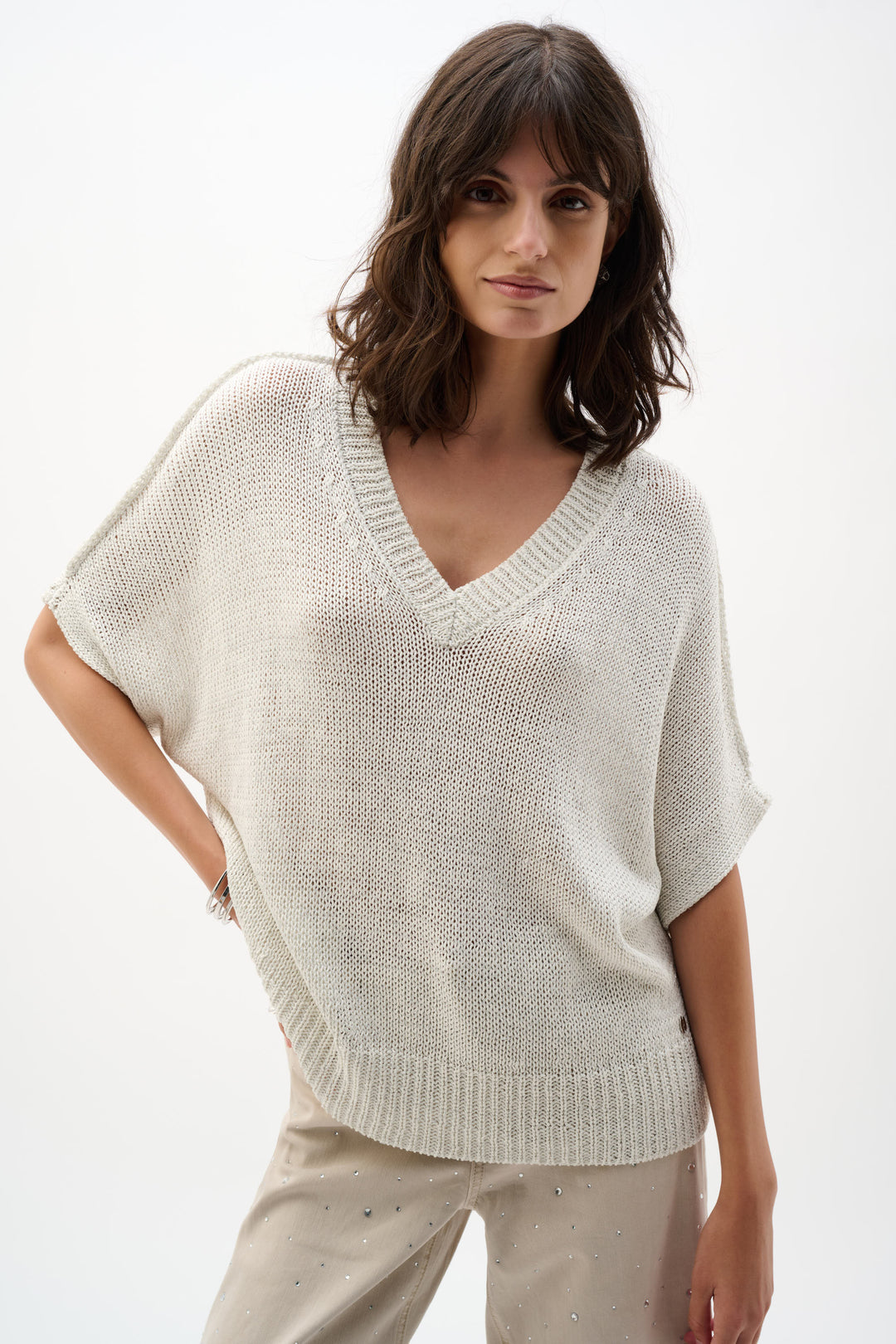 Viscose and Lurex Sweater Knit Relaxed Top 262925