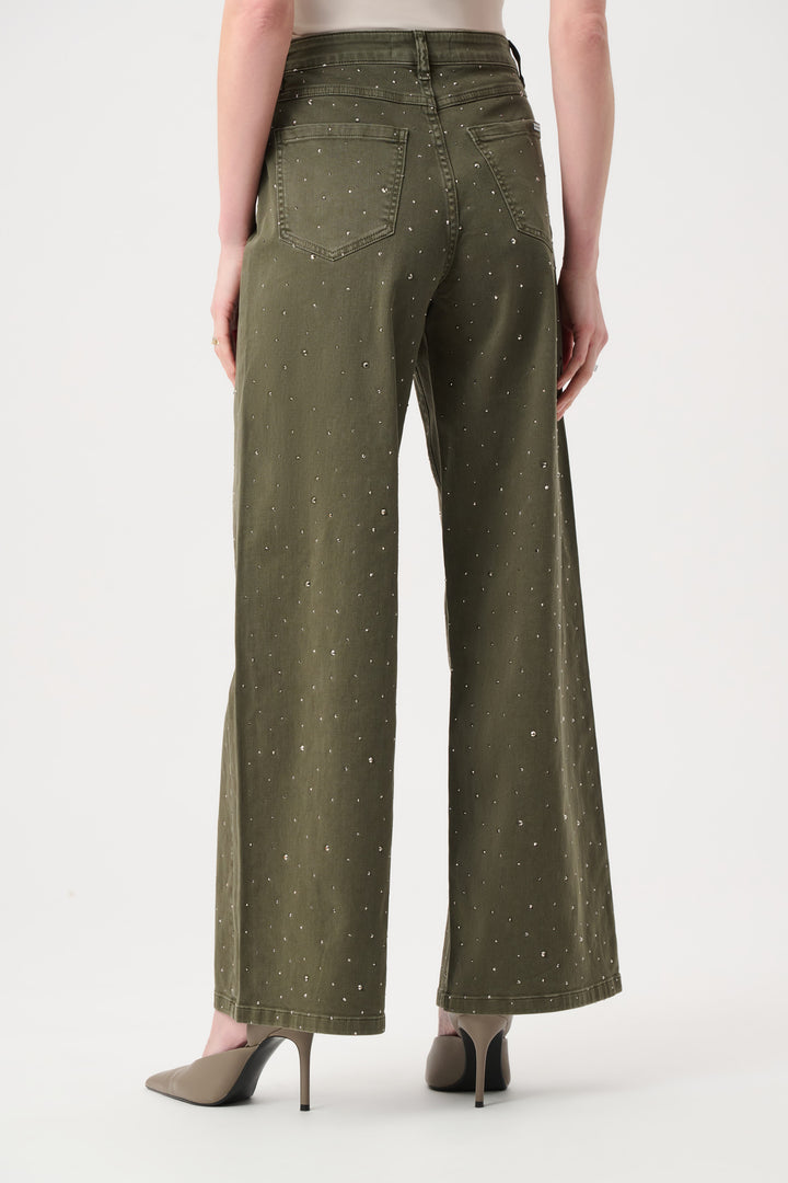 Featherweave Denim Wide Leg Jeans With Rhinestones Style 262940F26