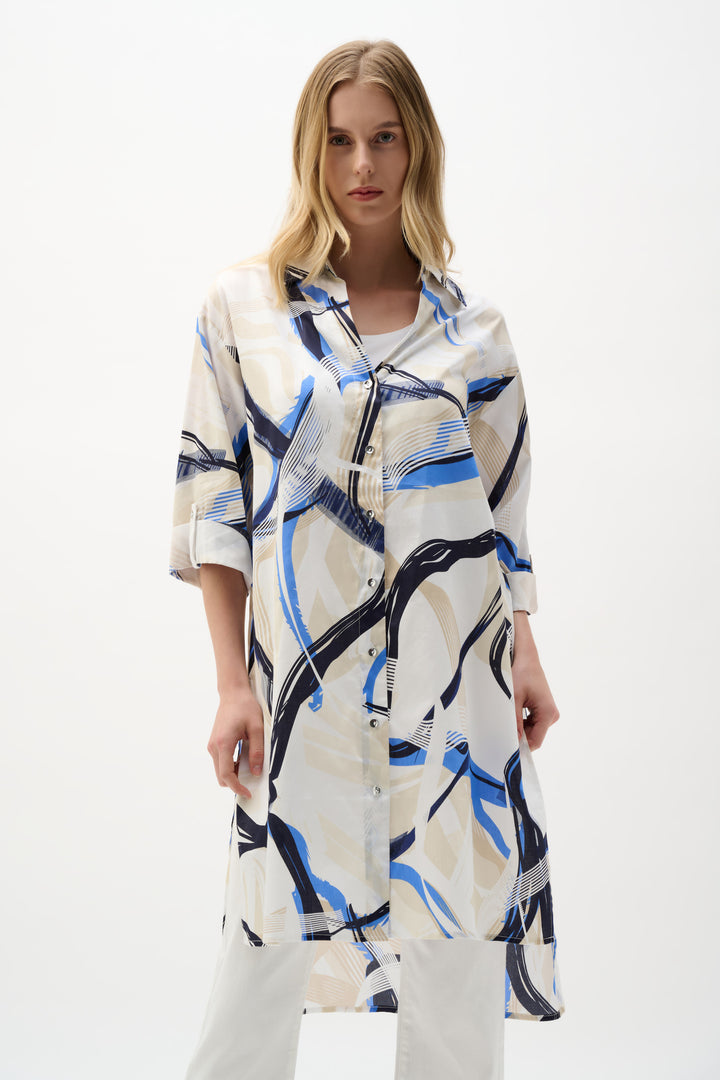 Cotton Voile Abstract Print Straight Blouse 262950