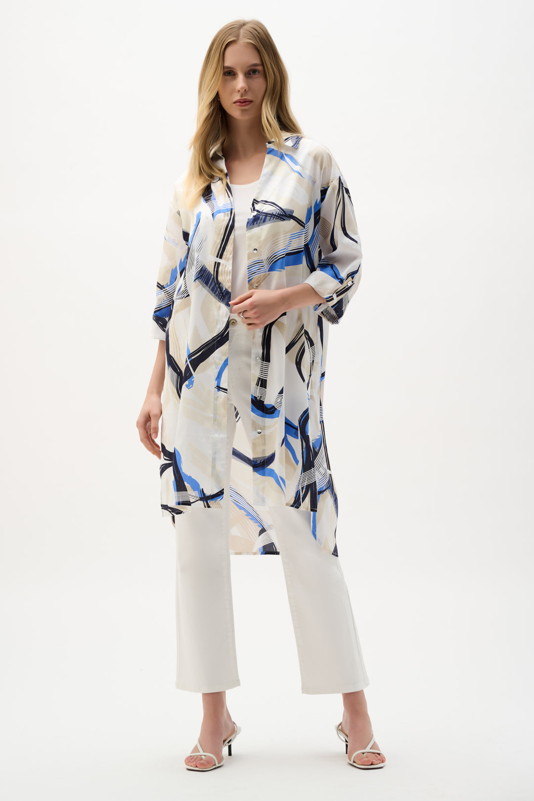 Cotton Voile Abstract Print Straight Blouse 262950