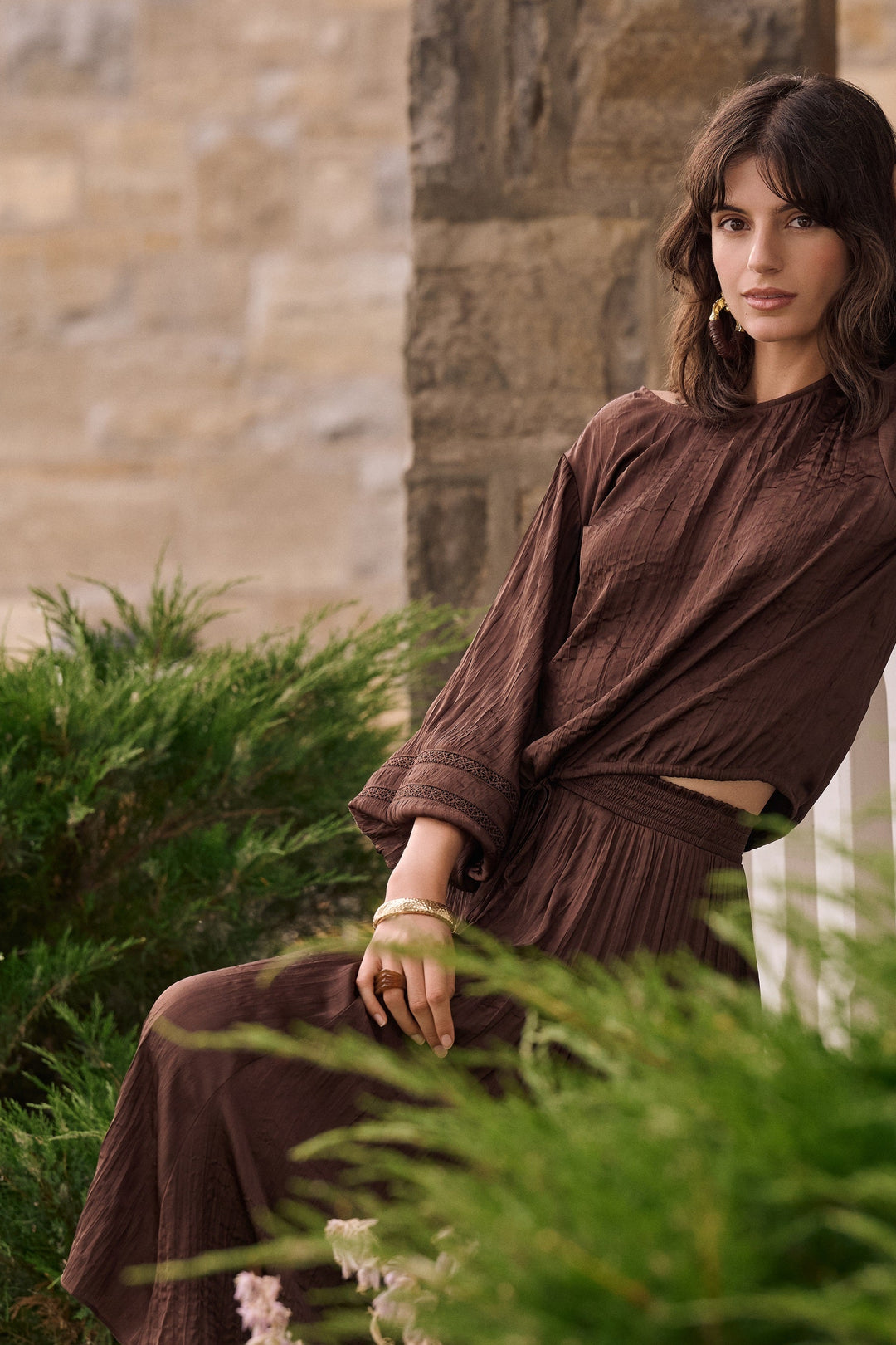 Pleated Satin Flare Skirt With Pleats 262960