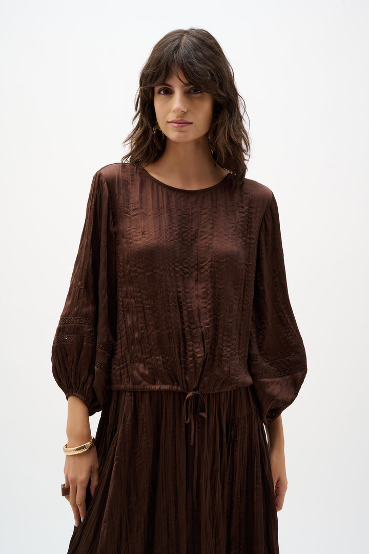 Pleated Satin Cocoon Top With Pleats 262959