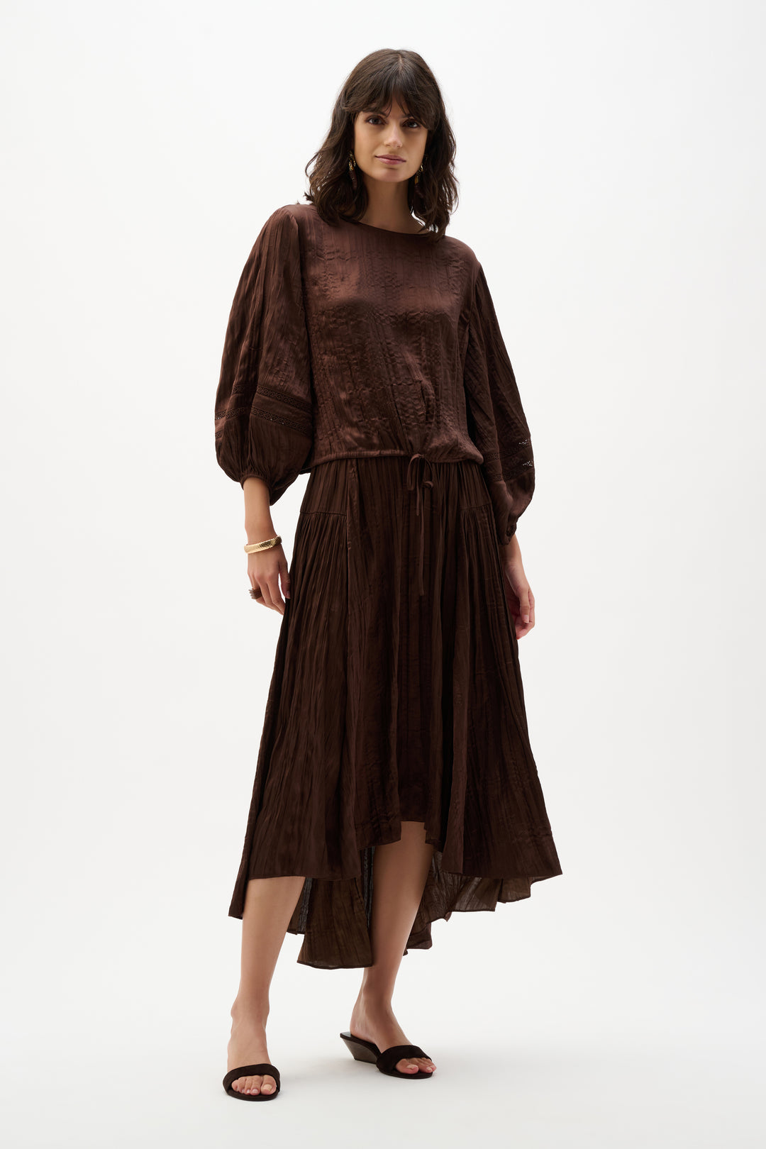 Pleated Satin Cocoon Top With Pleats 262959