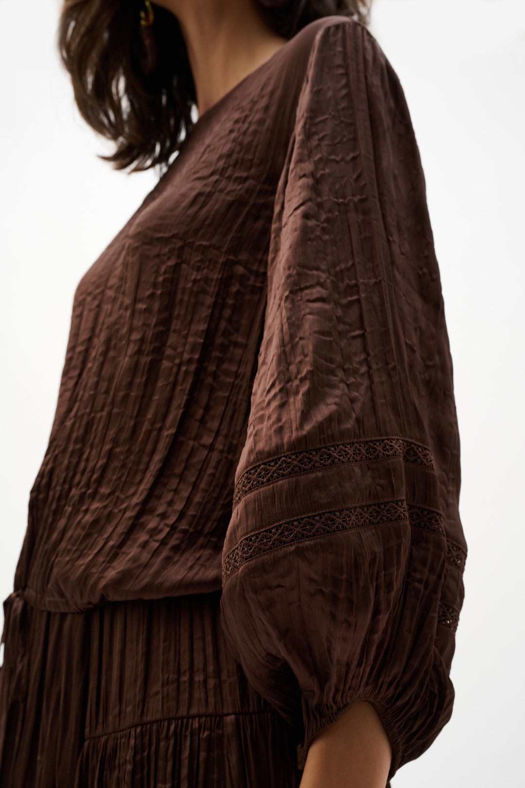 Pleated Satin Cocoon Top With Pleats 262959