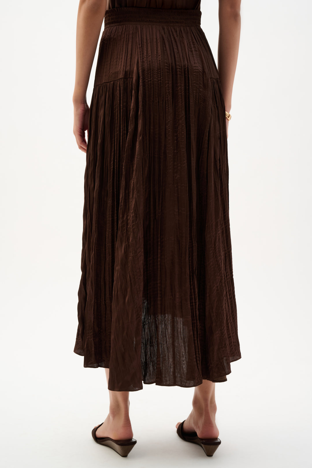 Pleated Satin Flare Skirt With Pleats 262960