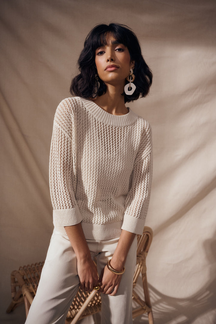 Acrylic Blend Open Stitch Sweater 262976