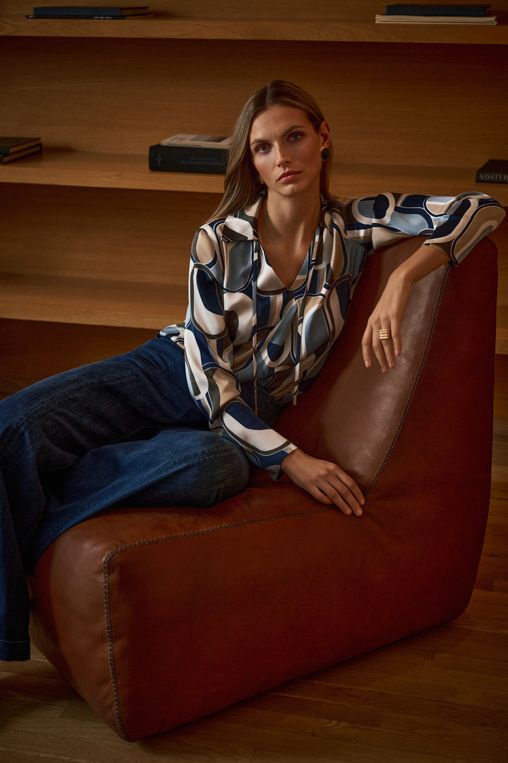 Recycled Satin Geometric Top Style 263071