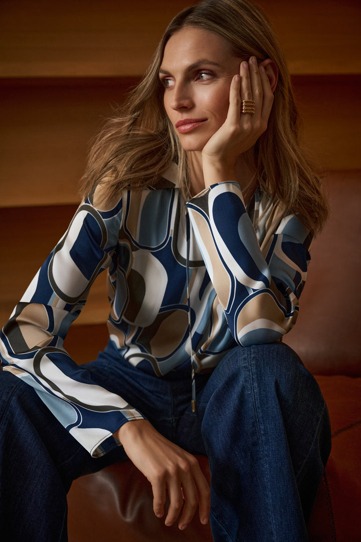 Recycled Satin Geometric Top Style 263071