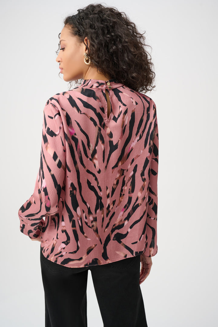 Textured Satin Animal-Print Cowl Top Style 263003