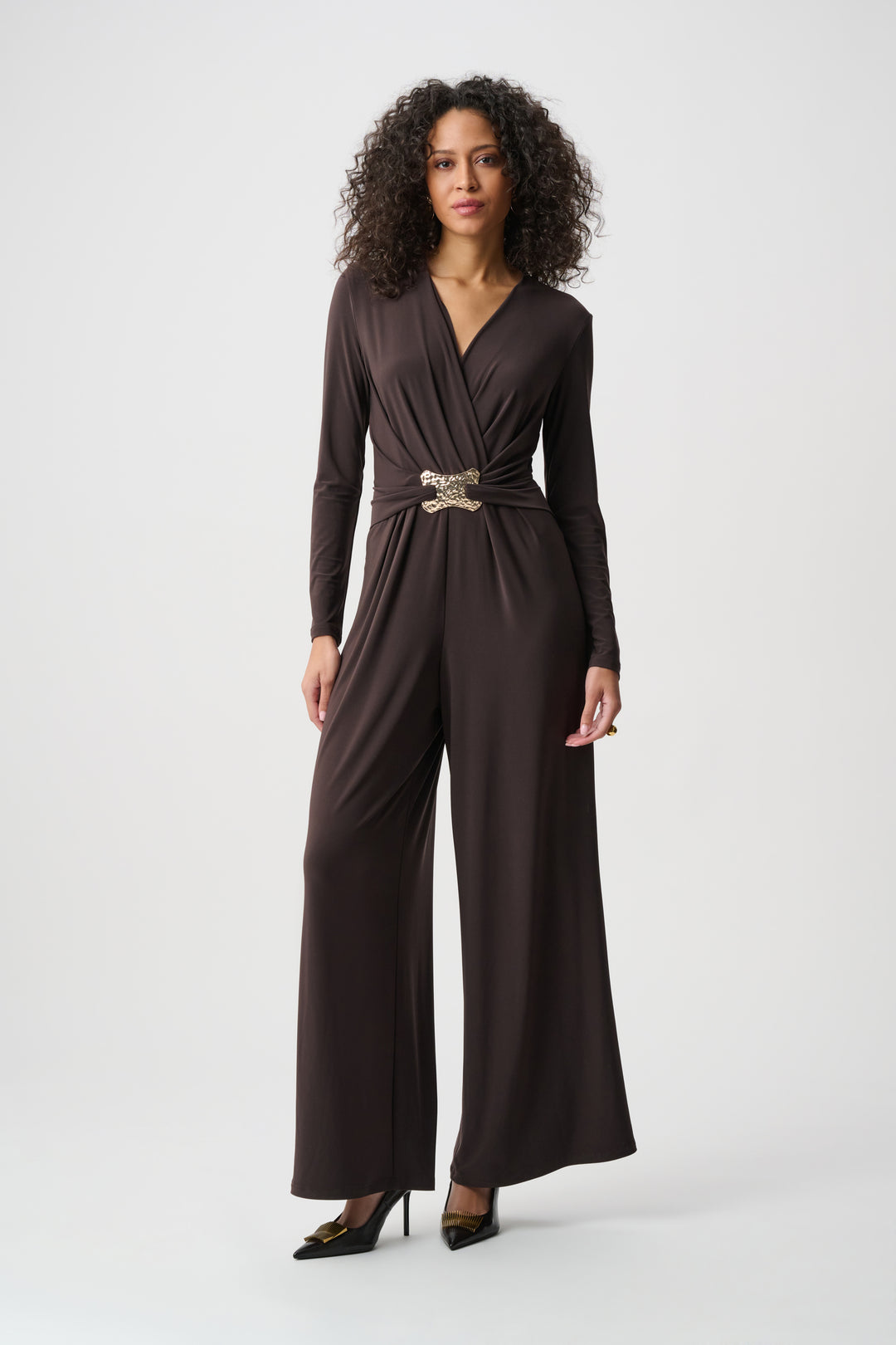 Silky Knit Wide-Leg Wrap Jumpsuit Style 263005