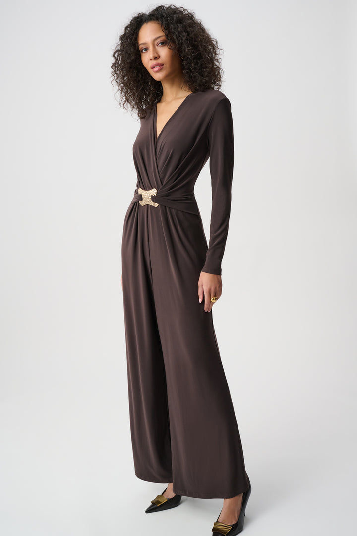Silky Knit Wide-Leg Wrap Jumpsuit Style 263005