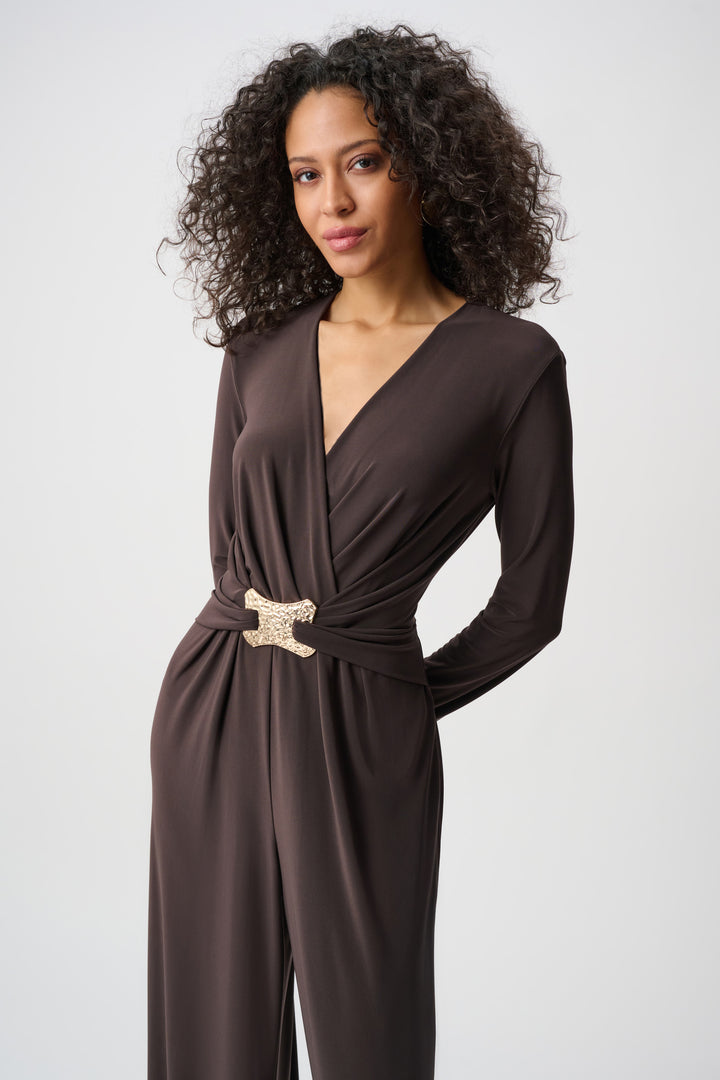Silky Knit Wide-Leg Wrap Jumpsuit Style 263005