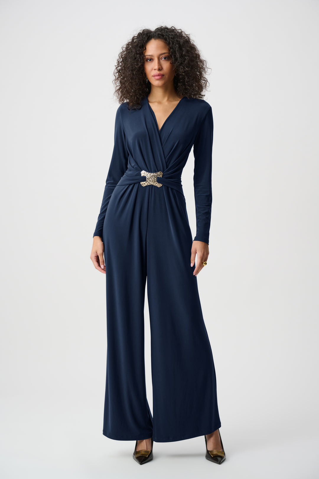 Silky Knit Wide-Leg Wrap Jumpsuit Style 263005
