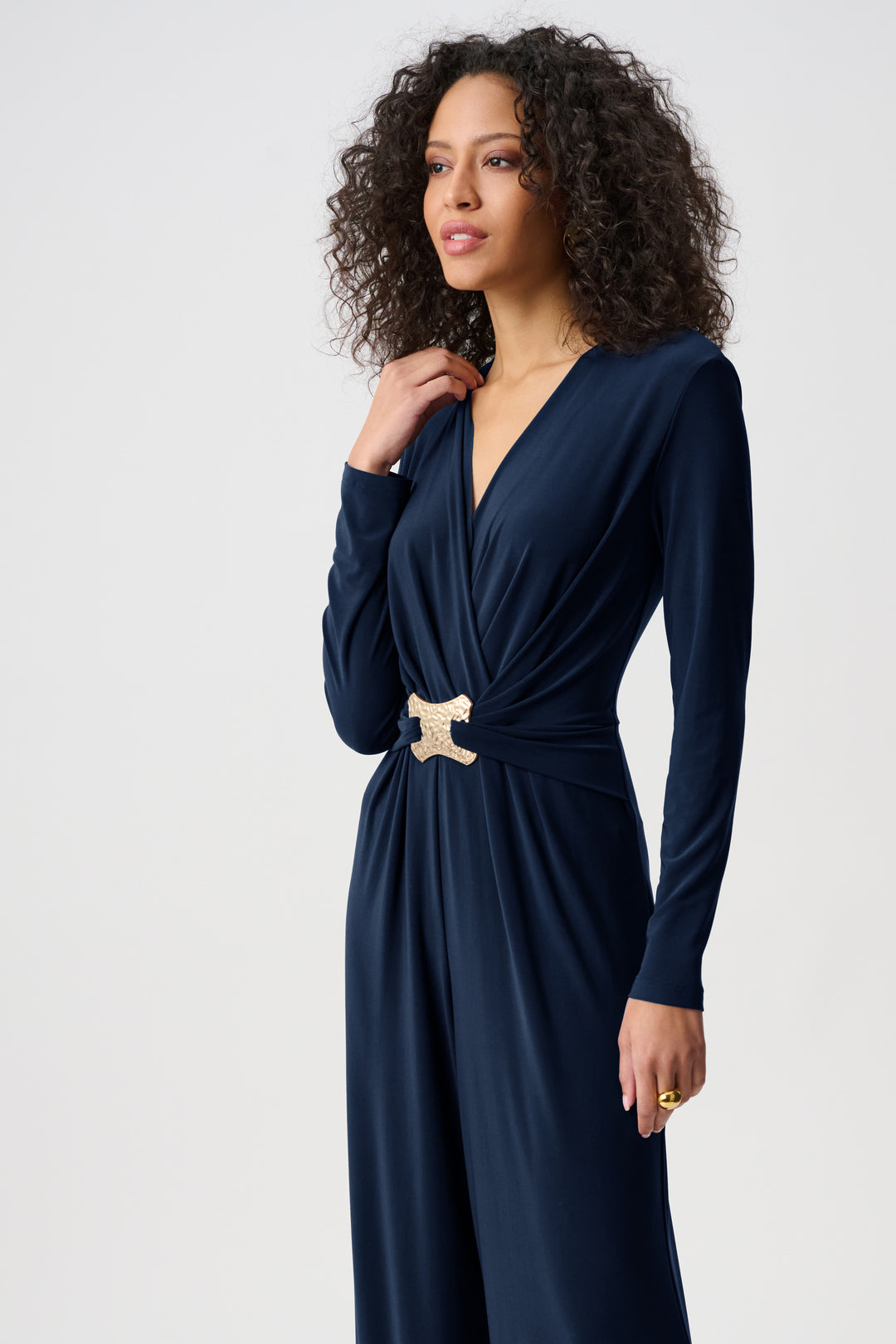 Silky Knit Wide-Leg Wrap Jumpsuit Style 263005