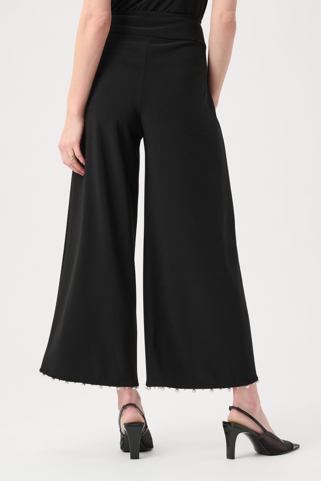 Silky Knit Pearl-Trim Culotte Pants Style 263007