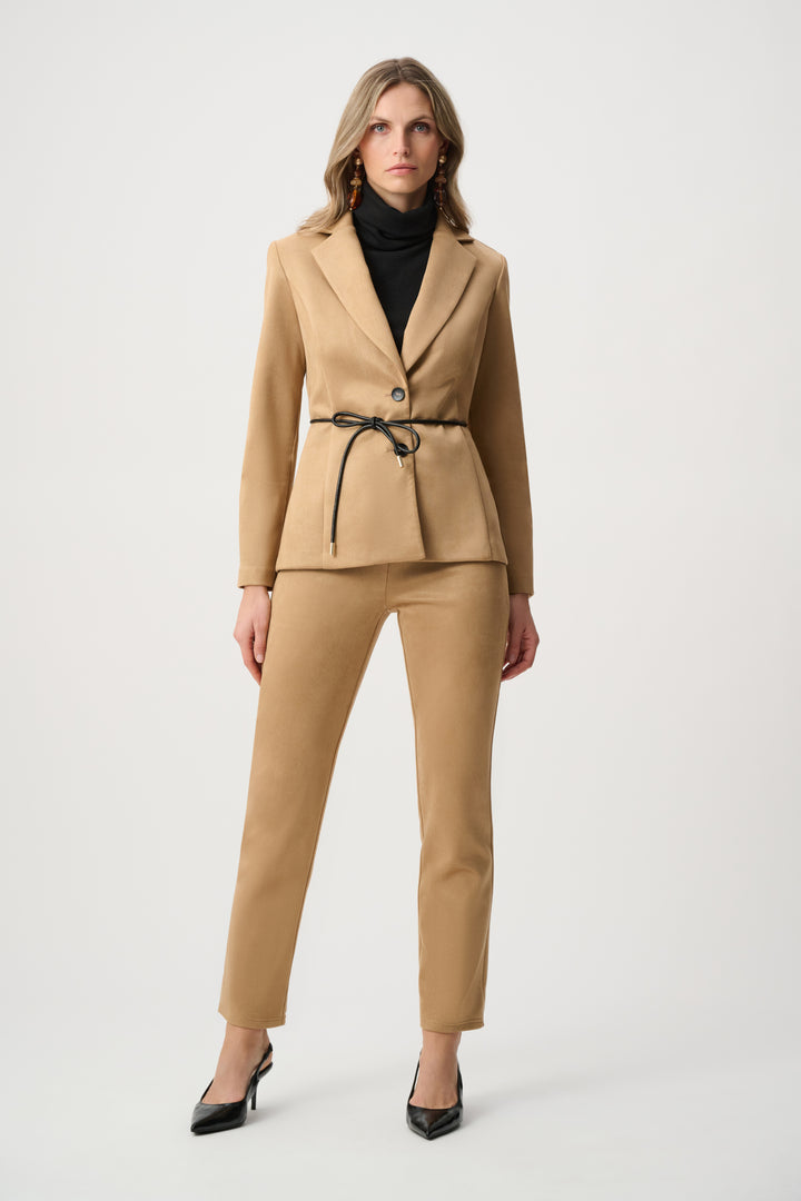 Scuba Suede Tie-Belt Blazer Style 263013