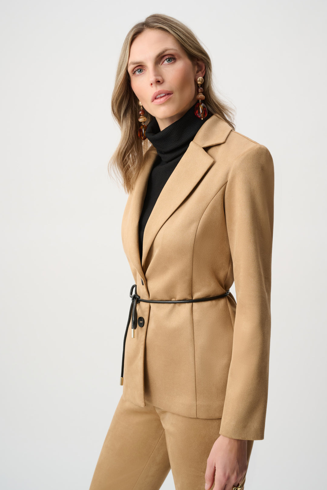 Scuba Suede Tie-Belt Blazer Style 263013