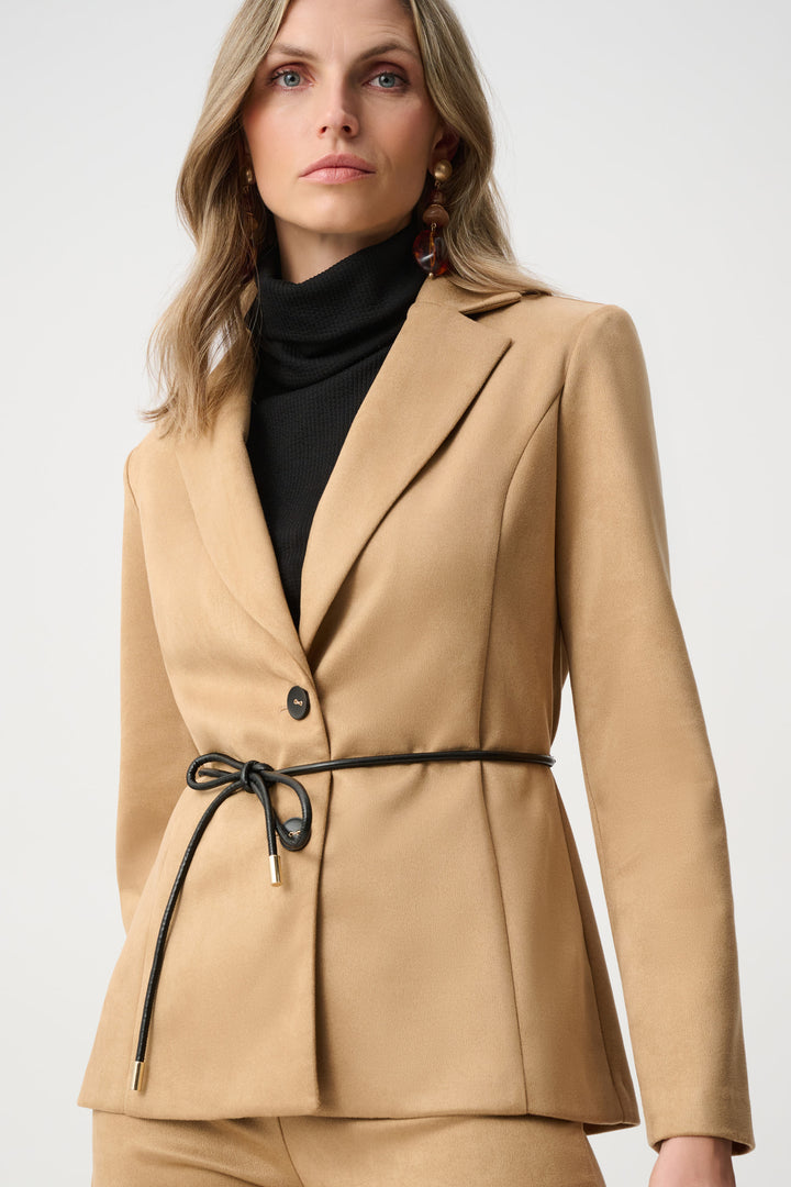 Scuba Suede Tie-Belt Blazer Style 263013