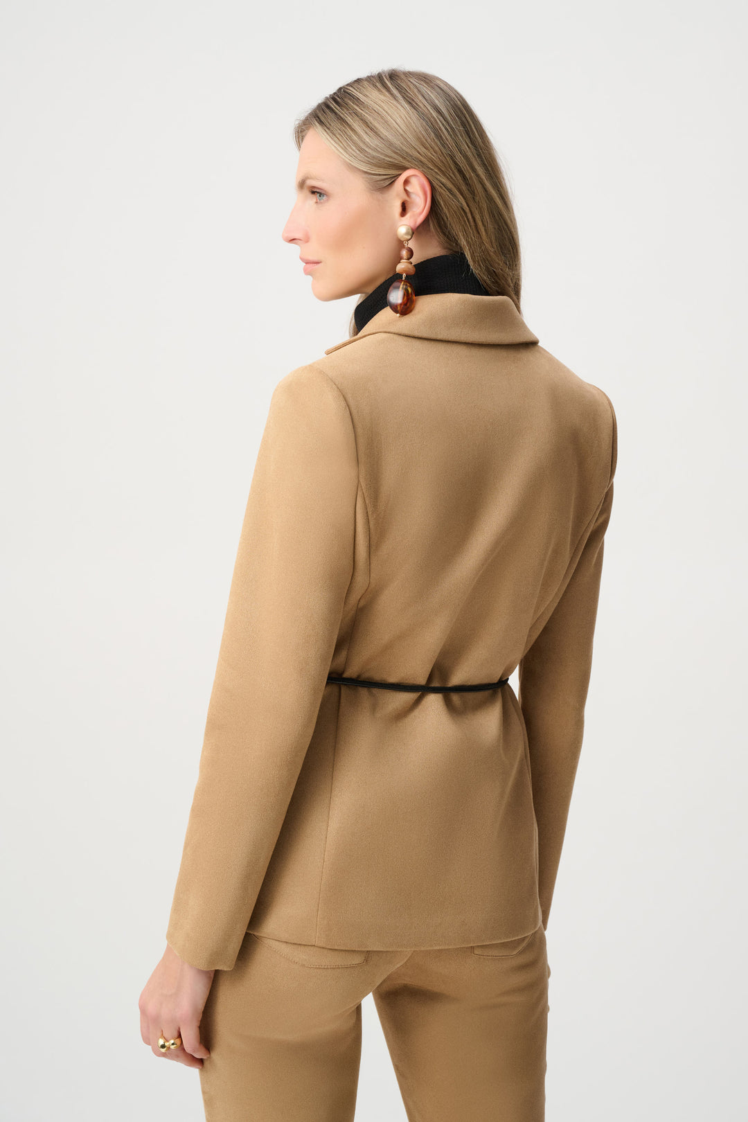 Scuba Suede Tie-Belt Blazer Style 263013