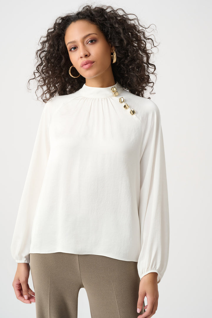 Recycled Satin Stand-Collar Top Style 263020