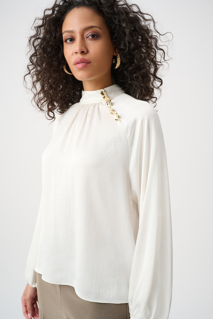Recycled Satin Stand-Collar Top Style 263020