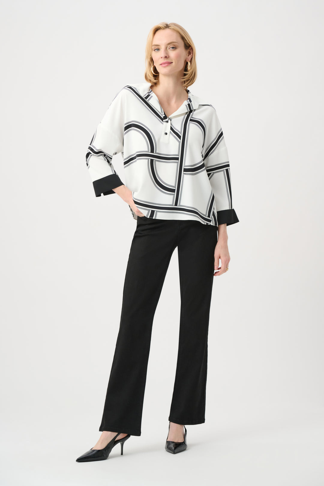 Recycled Woven Geometric Boxy Top Style 263021