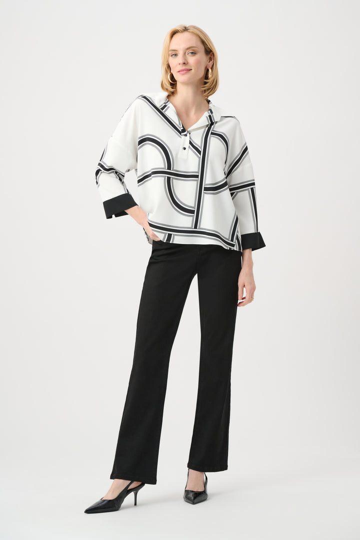 Recycled Woven Geometric Boxy Top Style 263021