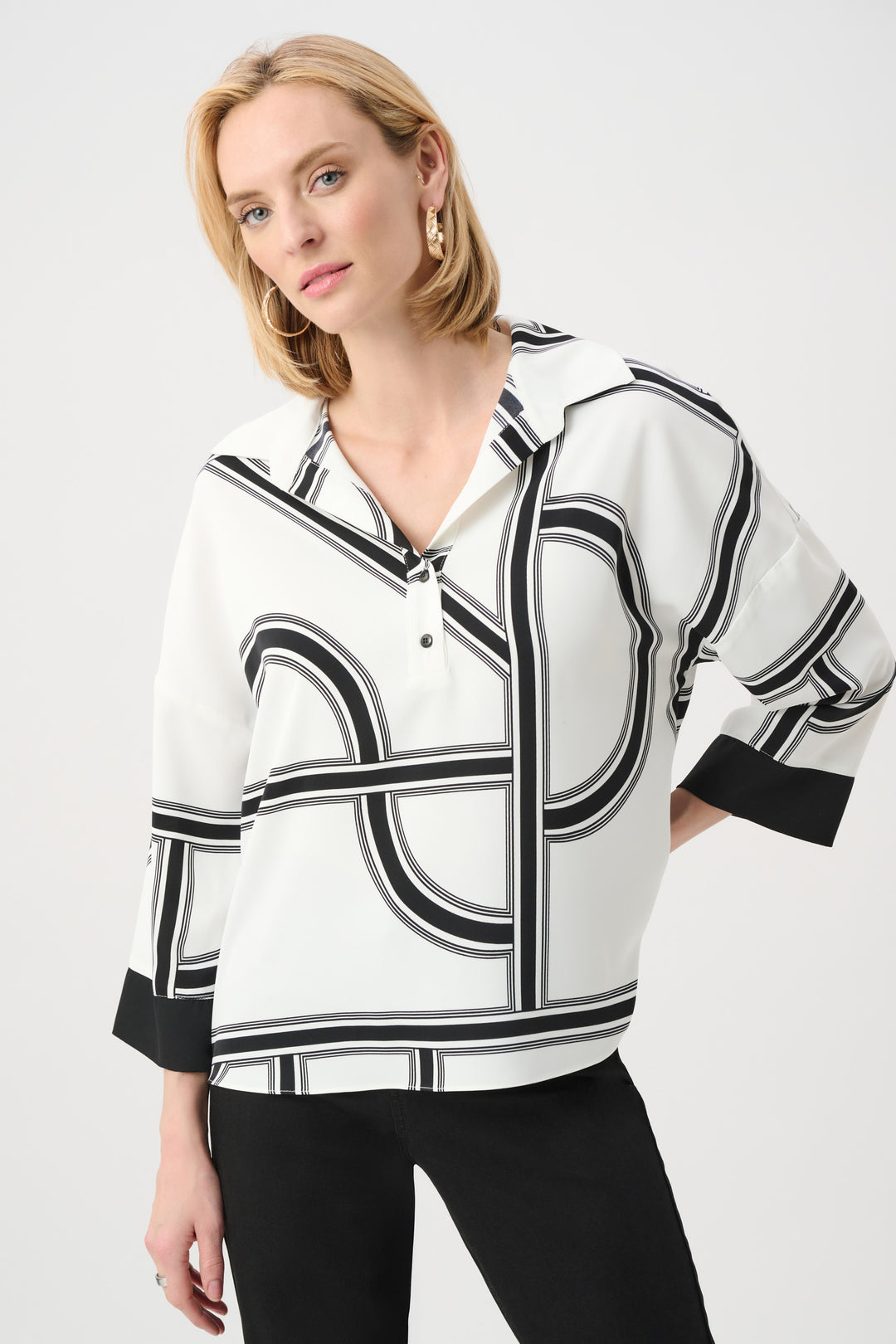 Recycled Woven Geometric Boxy Top Style 263021